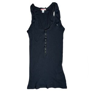 VTG Y2K True Religion Ribbed Black Sleeveless Tank Top
